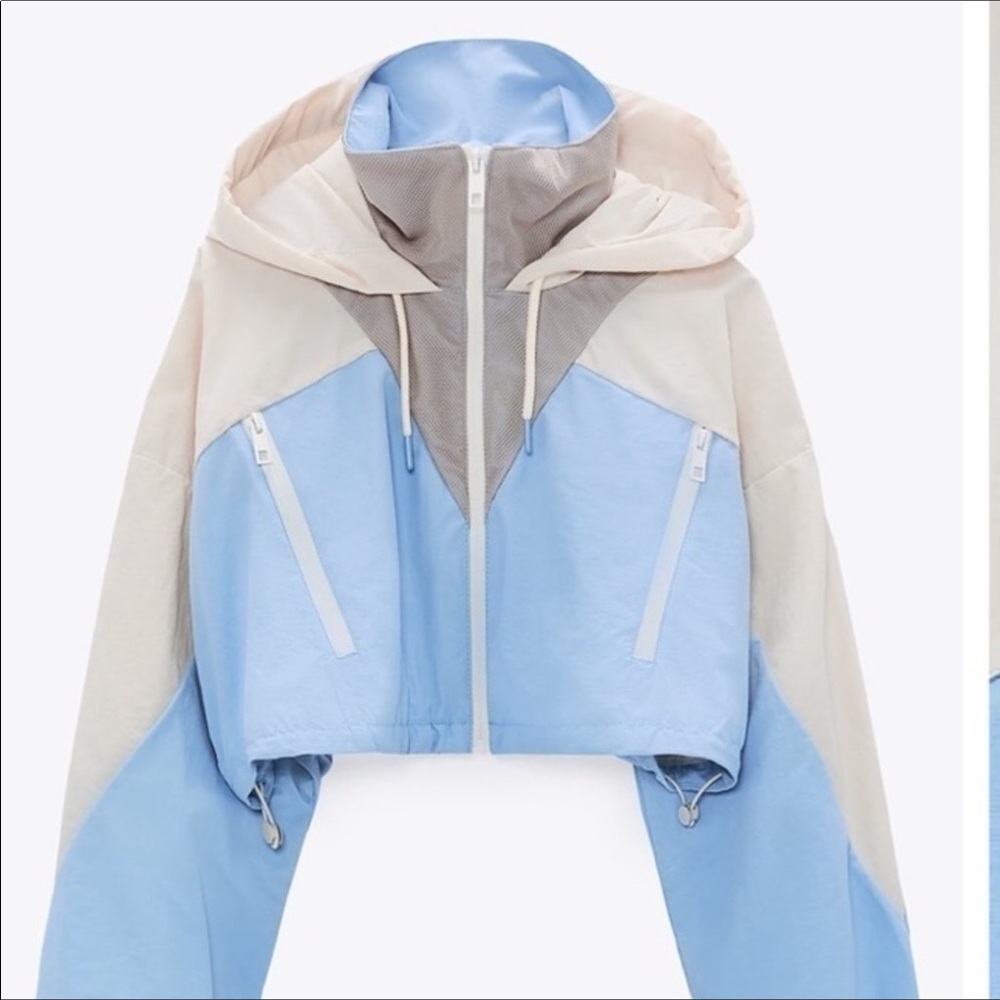 Blue/White/Gray Cropped Jacket - image 2